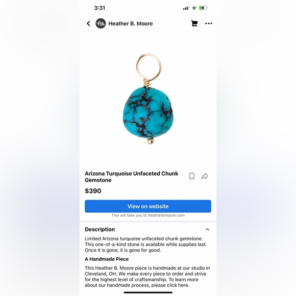 Heather B. Moore Arizona Turquoise Unfaceted Chunk Gemstone - Picture 4 of 5